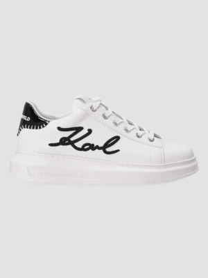 KARL LAGERFELD Białe damskie sneakersy skórzane Kapri Karl NFT Lo Lace
