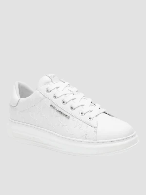 KARL LAGERFELD Białe męskie sneakersy skórzane KAPRI Monogram Emboss, Rozmiar 43