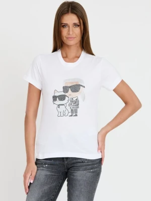 KARL LAGERFELD Biały damski t-shirt Ikonik 2.0, Rozmiar S