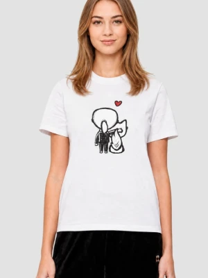 KARL LAGERFELD Biały damski t-shirt z nadrukiem Ikon Valentine, Rozmiar XL
