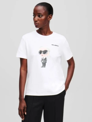 KARL LAGERFELD Biały t-shirt damski Ikon Aquarelle K, Rozmiar XL