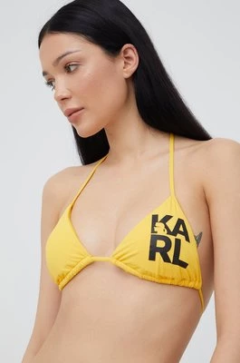 Karl Lagerfeld biustonosz kąpielowy KL22WTP01 kolor żółty lekko usztywniona miseczka