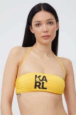 Karl Lagerfeld biustonosz kąpielowy KL22WTP02 kolor żółty usztywniona miseczka
