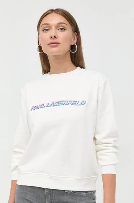 Karl Lagerfeld bluza bawełniana 225W1804 damska kolor biały z aplikacją