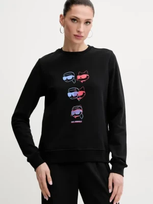 Zdjęcie produktu Karl Lagerfeld bluza bawełniana damska kolor czarny z nadrukiem A2W20076