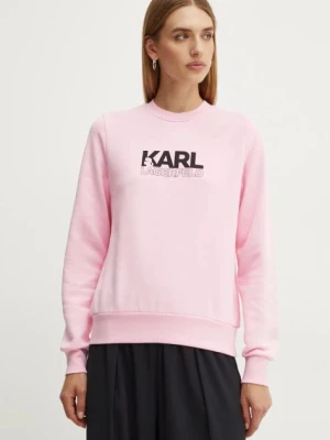 Zdjęcie produktu Karl Lagerfeld bluza bawełniana damska kolor różowy z nadrukiem 24WW1803