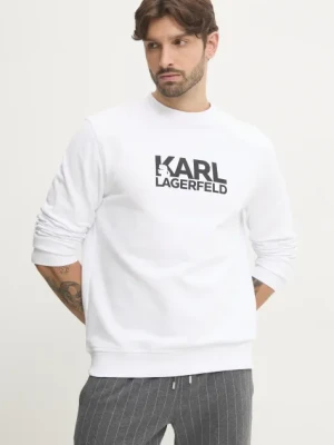 Karl Lagerfeld bluza bawełniana męska kolor biały z nadrukiem 551917.705091