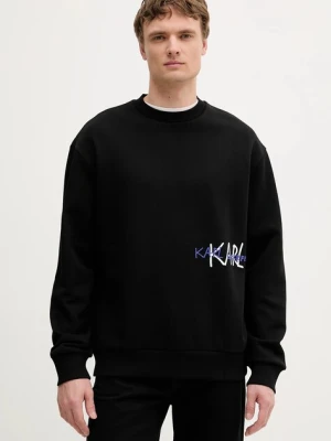 Karl Lagerfeld bluza bawełniana męska kolor czarny z kapturem z nadrukiem 553904.705112