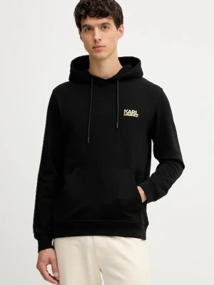 Karl Lagerfeld bluza bawełniana męska kolor czarny z kapturem z nadrukiem 554917.705092