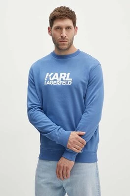 Karl Lagerfeld bluza bawełniana męska kolor niebieski z nadrukiem 543917.705091