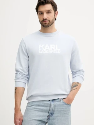 Karl Lagerfeld bluza bawełniana męska kolor niebieski z nadrukiem 553917.705091