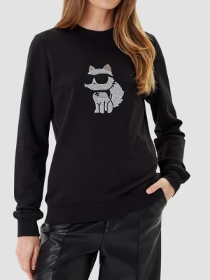 Zdjęcie produktu KARL LAGERFELD Bluza czarna damska z cyrkoniami Ikon RS, Rozmiar S
