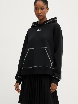 Karl Lagerfeld bluza damska kolor czarny z kapturem wzorzysta A3W20011