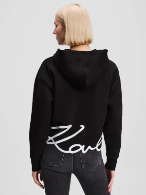 Karl Lagerfeld bluza damska kolor czarny z kapturem z aplikacją A3W20067