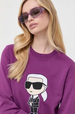Karl Lagerfeld bluza damska kolor fioletowy z aplikacją