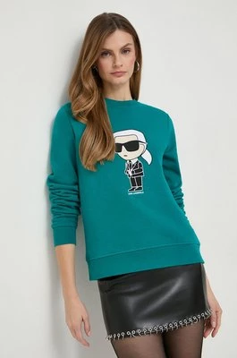Karl Lagerfeld bluza damska kolor zielony z aplikacją