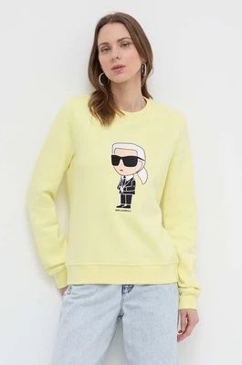 Karl Lagerfeld bluza damska kolor żółty z aplikacją