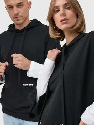 Karl Lagerfeld bluza Karl Lagerfeld x Cara Delevingne unisex kolor czarny z kapturem z aplikacją