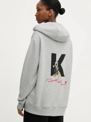 Karl Lagerfeld bluza KL X DISNEY damska kolor szary z kapturem z nadrukiem A3W20062