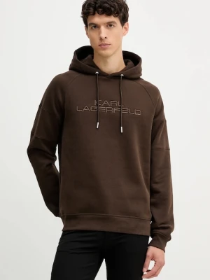 Karl Lagerfeld bluza męska kolor brązowy z kapturem z aplikacją 554908.705012