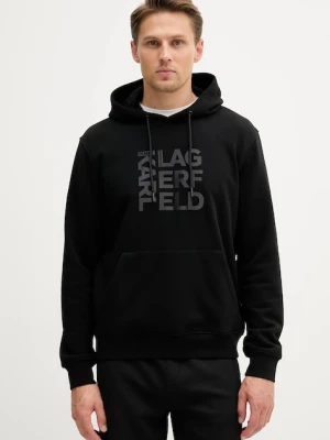 Karl Lagerfeld bluza męska kolor czarny z kapturem z nadrukiem 553910.705039