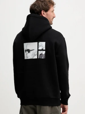 Karl Lagerfeld bluza męska kolor czarny z kapturem z nadrukiem 554909.705116
