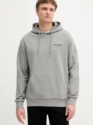 Karl Lagerfeld bluza męska kolor szary z kapturem z aplikacją 553918.705106
