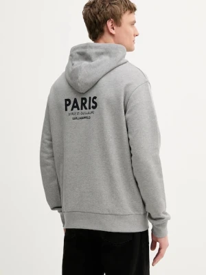 Karl Lagerfeld bluza męska kolor szary z kapturem z aplikacją 553918.705106