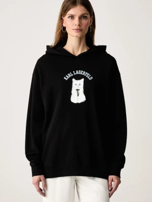 Karl Lagerfeld bluza z kapturem damska bawełniana czarny