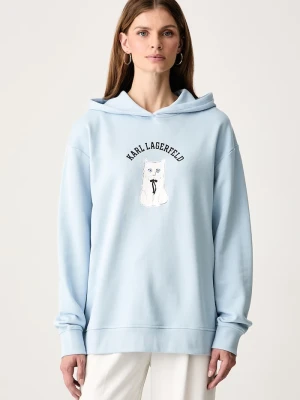 Karl Lagerfeld bluza z kapturem damska bawełniana niebieski