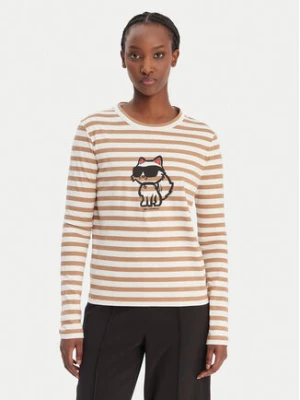 KARL LAGERFELD Bluzka A1W17137 Beżowy Regular Fit