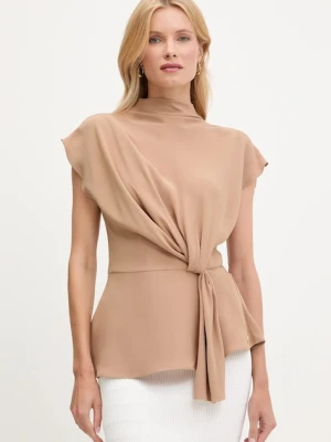 Karl Lagerfeld bluzka damska kolor beżowy gładka A3W11017