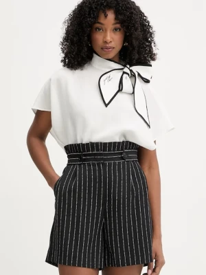 Karl Lagerfeld bluzka damska z dodatkiem lnu