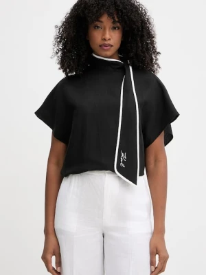 Karl Lagerfeld bluzka damska z dodatkiem lnu