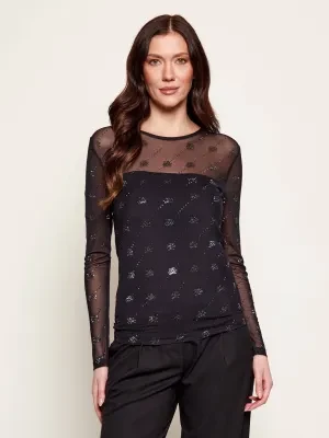 Karl Lagerfeld Bluzka Rhinestone | Slim Fit