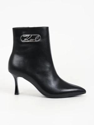 Karl Lagerfeld botki na wysokim obcasie damskie skórzane Sienna czarny
