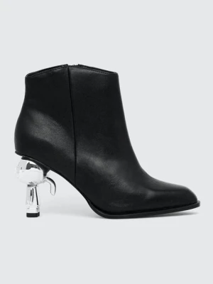 Karl Lagerfeld botki skórzane IKON HEEL damskie kolor czarny na słupku KL39035