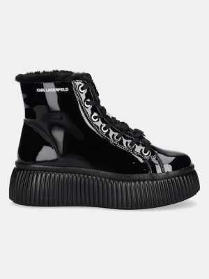 Karl Lagerfeld sneakersy skórzane KREEPER LO damskie kolor czarny na platformie lekko ocieplone KL42334