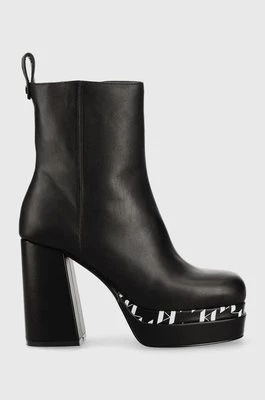 Karl Lagerfeld botki skórzane STRADA damskie kolor czarny na słupku