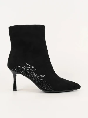 Karl Lagerfeld botki zamszowe SIENNA damskie kolor czarny na szpilce KL32743A