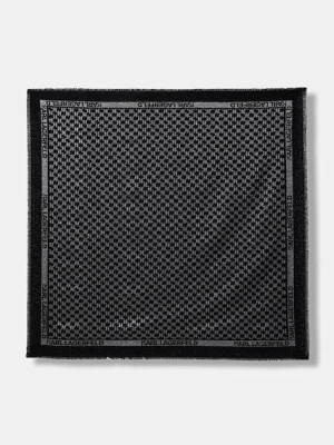 Karl Lagerfeld chusta z dodatkiem jedwabiu K/MONOGRAM damska kolor czarny gładka B1W33026