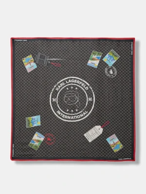 Karl Lagerfeld chusta z domieszką jedwabiu IKON MONOGRAM damska kolor czarny wzorzysta B1W33032