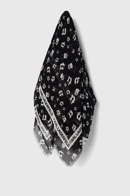 Karl Lagerfeld chusta z domieszką wełny kolor czarny wzorzysta 245W3301