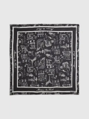 Karl Lagerfeld chusta z jedwabiem K/SKETCH damska kolor czarny wzorzysta A4W33116
