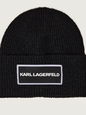 Karl Lagerfeld Czapka K / Essential | z dodatkiem wełny czarny