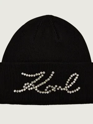 Karl Lagerfeld Czapka k/signature | z dodatkiem wełny i kaszmiru