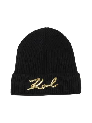 Karl Lagerfeld Czapka k/signature | z dodatkiem wełny i kaszmiru