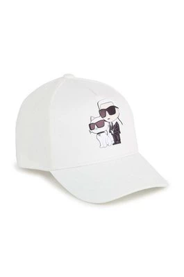 Karl Lagerfeld czapka z daszkiem bawełniana dziecięca kolor beżowy z nadrukiem