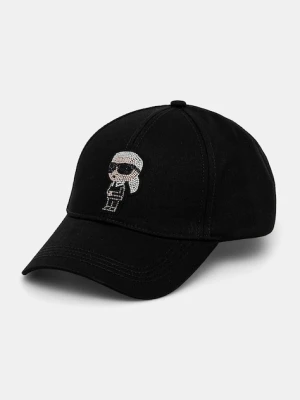 Karl Lagerfeld czapka z daszkiem bawełniana IKON RHINESTONES