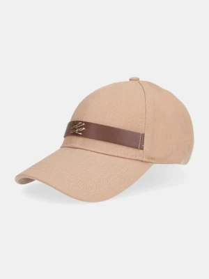 Karl Lagerfeld czapka z daszkiem bawełniana K/AUTOGRAPH kolor beżowy B1W33010